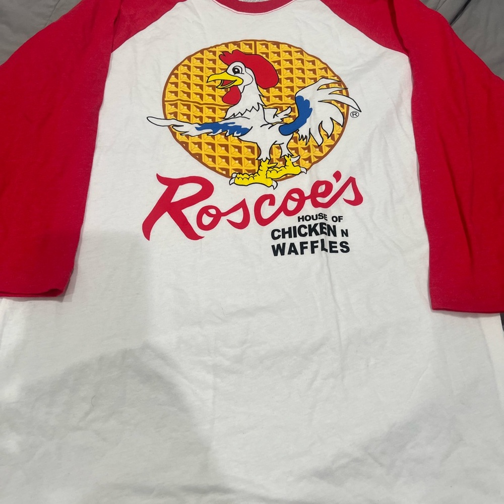 Roscoe's Chicken N Waffles Red and White Raglan Tee